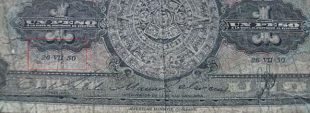 July-26,-1950---One-Peso-Bill-/-Note-Bank-Of-Mexico